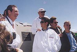 Group photo around ET time capsule monument