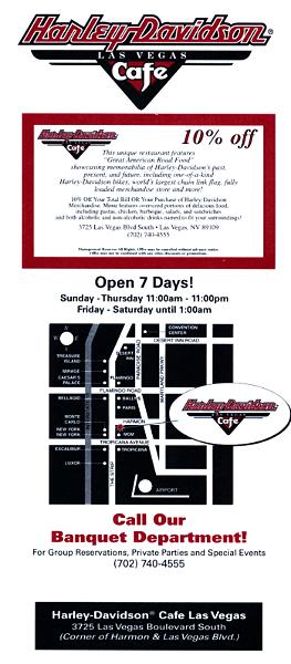 Harley Davidson Cafe Coupon back