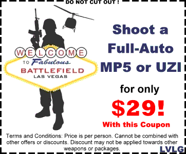 Discount coupon to shoot a full-auto MP5 or UZI for only $29! at Battlefield 