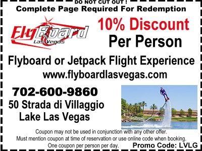 Flyboard Las Vegas discount coupon for 10% off a flight experience
