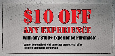 Discount coupon for $10 off any shooting adventure package over $100