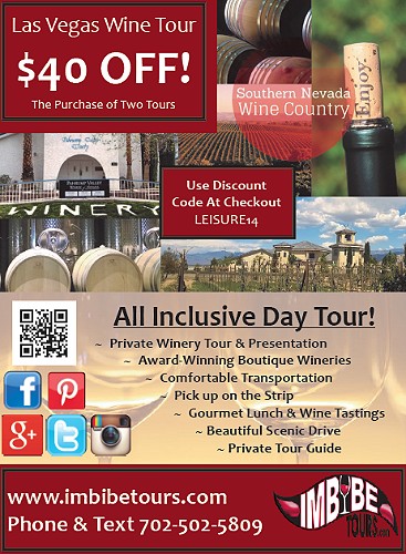 Coupon for $40 Off Two Las Vegas Wine Tours at Imbibe Tours