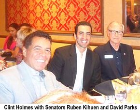 Clint Holmes with Senators Ruben Kihuen and David Parks