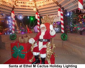 Ethel M cactus holiday lighting Santa