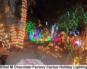 Ethel M chocolate factory cactus holiday lighting