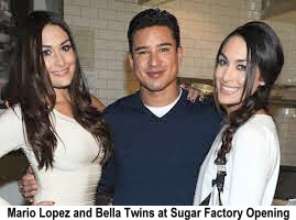 Mario Lopez and Bella Twins at Sugar Factory opening